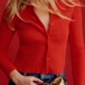 Sezane Kylie Cardigan Red - Size XXS